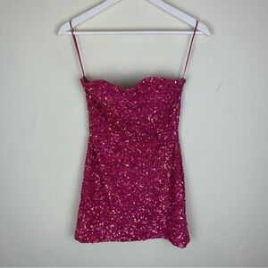 Retrofete Pink Sequin Mini Dress